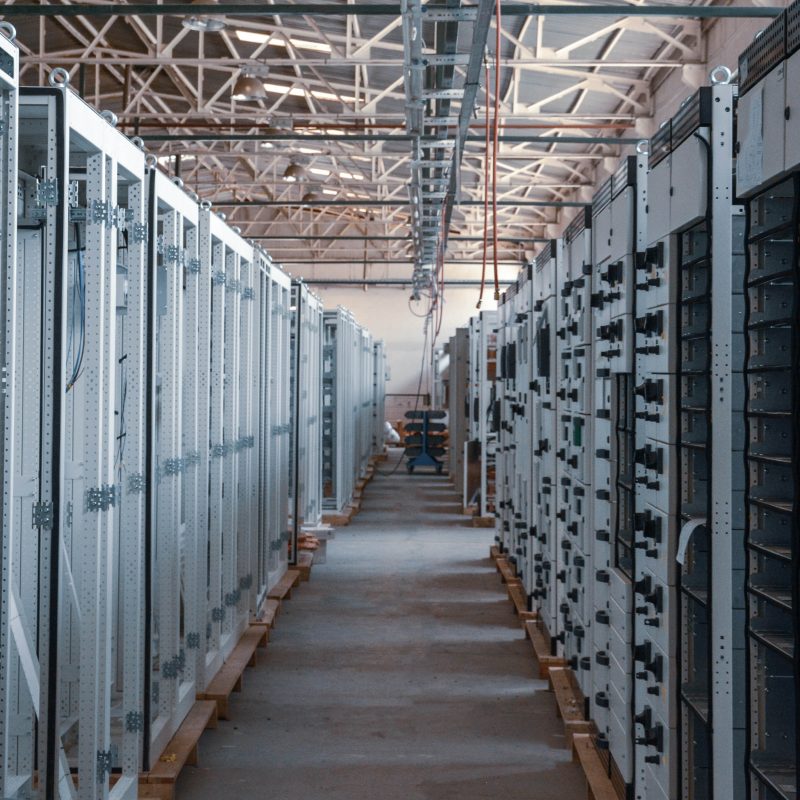 Electric control cabinet in production factory