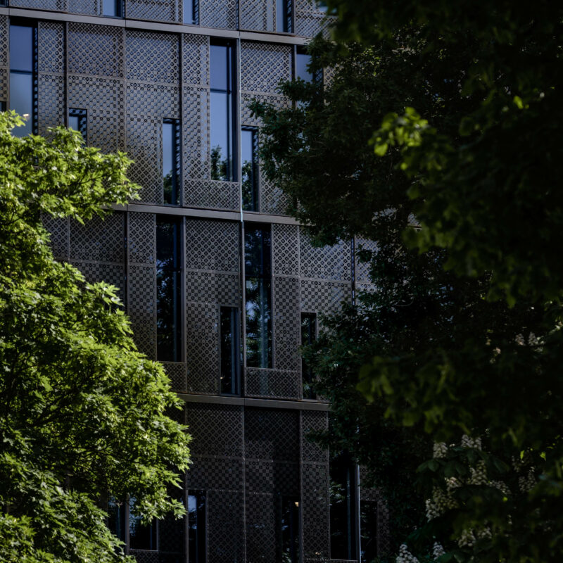 Building behind trees